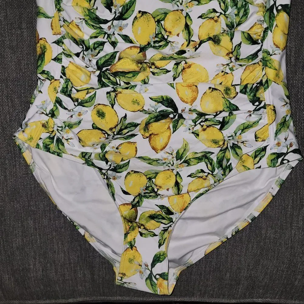 Womens Lemons Joanne Twist Front Design Tummy Control One Piece Swimsuit…